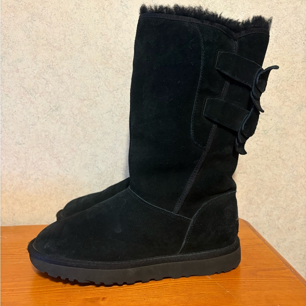 Ugg Allegra Bow ll Black suede Winter Snow Suede Women's Size 7